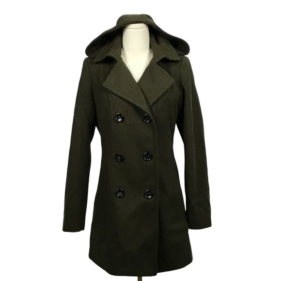 🖤 Nautica Olive Green Wool-Blend Peacoat – Size S 🖤 - Picture 1 of 6